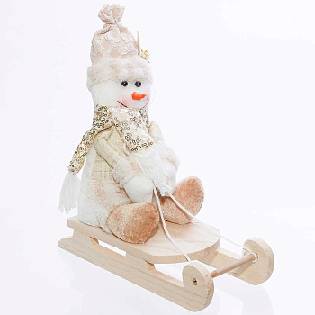 Фигура новогодняя интерьерная SX-A2010 Снеговик на санках 27см