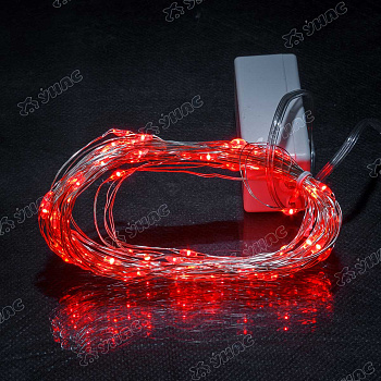 Гирлянда светодиодная НИТЬ КРАСНЫЙ / 10 метров, 100 лампочек/