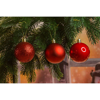 Шар Т264-1 6шт 6см (акрил/мат/блес) красный (140)