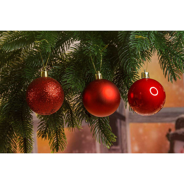 Шар Т264-1 6шт 6см (акрил/мат/блес) красный (140)