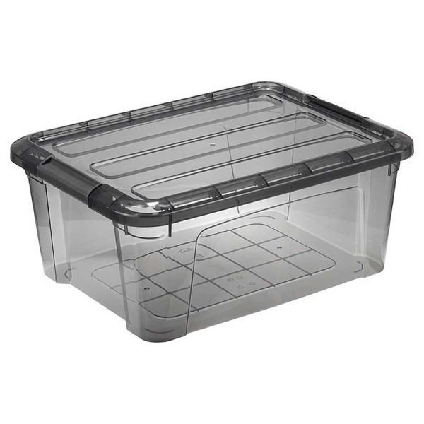 Ящик для хранения с замком КИП 11 л черный прозрачный М2336