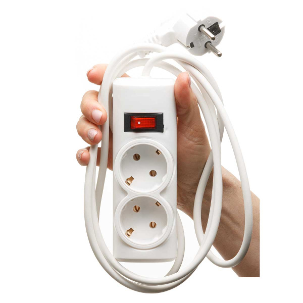 Удлинитель ПРЕМИУМ с КНОПКОЙ 2 гнезда 1,5 метра ПВС 3*0,75 с заземлением х30