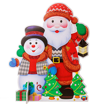 Украшение интерьерное КТ2209-1 ДедМороз и Снеговик 36*29см картон (10)