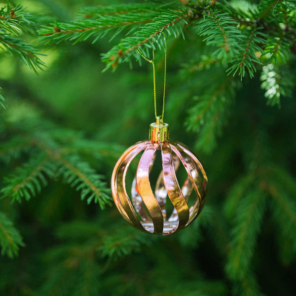 Набор елочных украшений LN36-K-7 5 см 12 шт Шары розовое золото