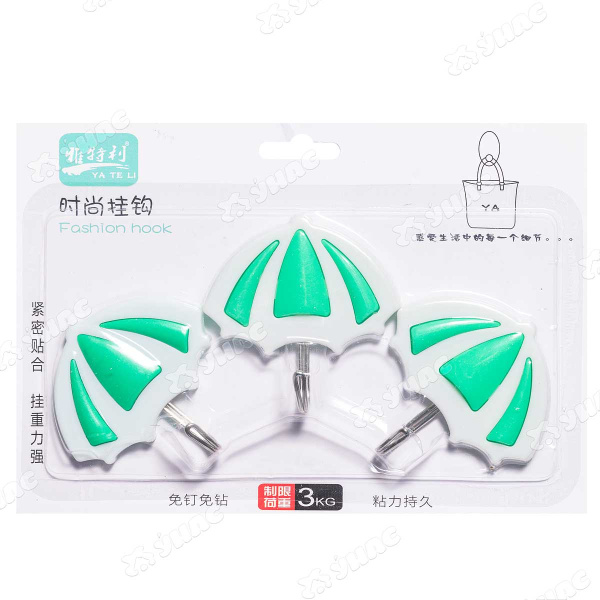 Крючок 3шт на блистере Зонтик (липучка)NA1956 