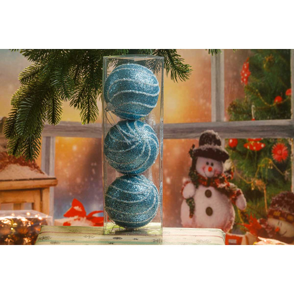 Шар А9-30594LB+W8 3шт 8см "Веревочка"голубой металлик(96)