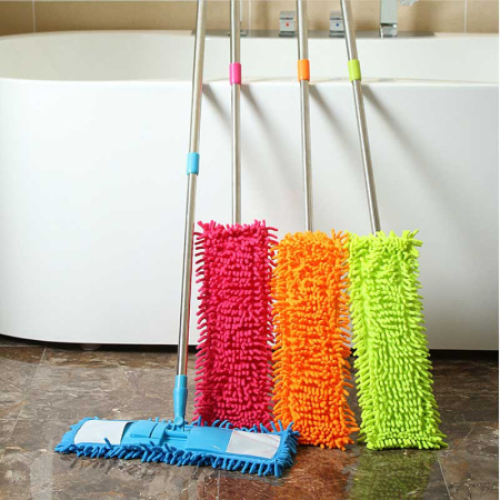 Швабра NA1724 с насадкой микрофибра-лапша, металлический телескопический черенок, пластиковое крепление,крепление насадки на "кармане" NA1724/Al242 (60)