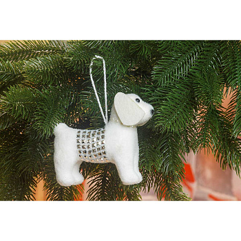 Шар A3-52348W+G 1шт 12*10см Собачка белая (360)