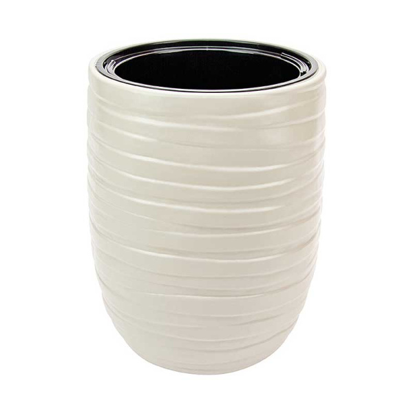 Кашпо ЛАЙН  D350мм 9/32л Кремовый со вставкой М3411 
