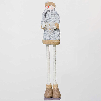 Фигура новогодняя AYY102B Снеговик 68-100см в серой шубе, телескопические ноги