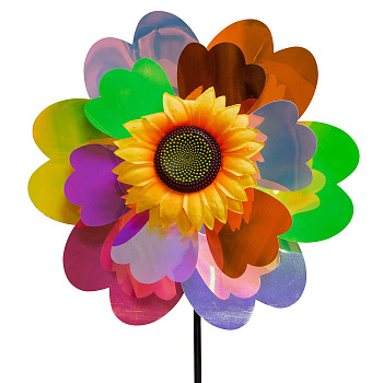 Ветряк D-25-33см двойной разноцветные перламутр. лепестки NA2669