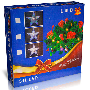 Гирлянда макушка LS-4-6 звезда 22 см цветная х60