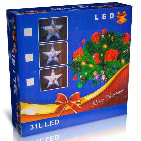 Гирлянда макушка LS-4-6 звезда 22 см цветная х60