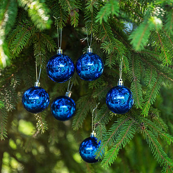 Шар Т173-4 6шт 6см (глянцевые) синий (120/140)