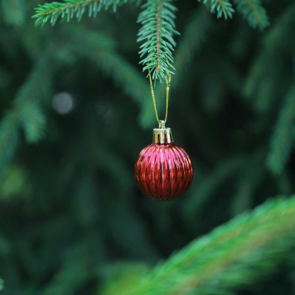 Набор елочных украшений 4ABCDK24-H19-3 4 см 24 шт Шары Красные с белым