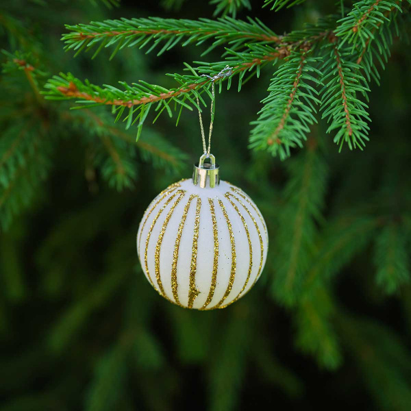 Набор елочных украшений 6RDC4-H82-1 5 см 4 шт Шары Бархат белый