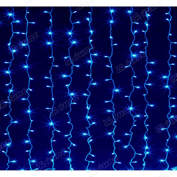 Гирлянда штора LED LС-4-7 320 лампочек, прозрачный провод 2,5*3 синий
