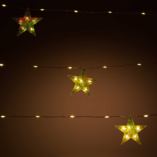 Гирлянда ЗВЕЗДЫ LLN-31-1-6 10ламп по 8см, 5м провод "капелька"Теплый Белый