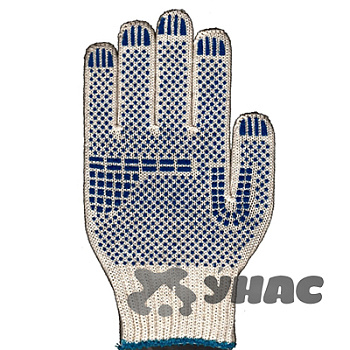 Перчатки х/б с ПВХ "Люкс Комби" 10класс 4 нити 45 грамм х10