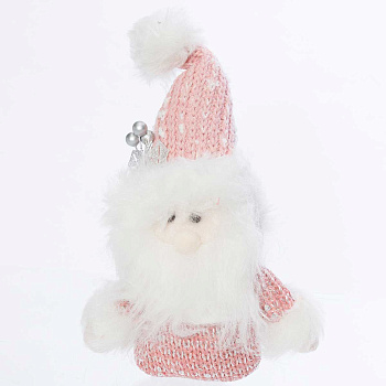 Фигура новогодняя интерьерная SX-Y2103 ДедМороз 22см на подвесе.Розовый с белым