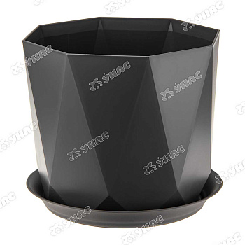 Кашпо ПРИЗМА D130 1л с поддоном графит М3137 х12 
