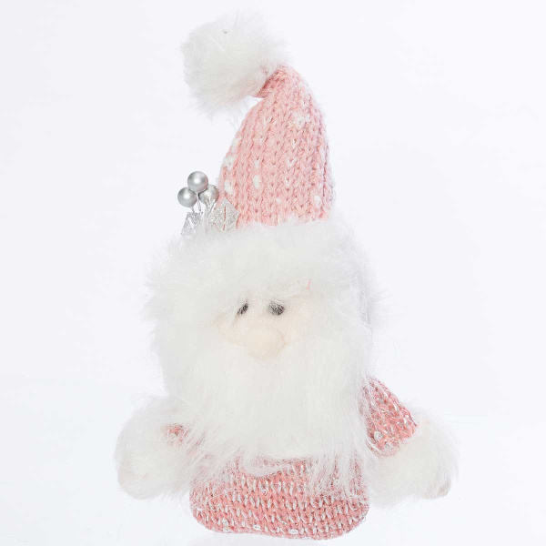 Фигура новогодняя интерьерная SX-Y2103 ДедМороз 22см на подвесе.Розовый с белым