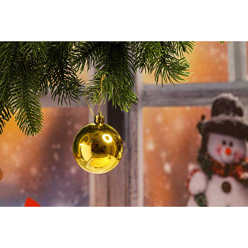 Шар Т173-2 6шт 6см (глянцевые) золото  (120/140)