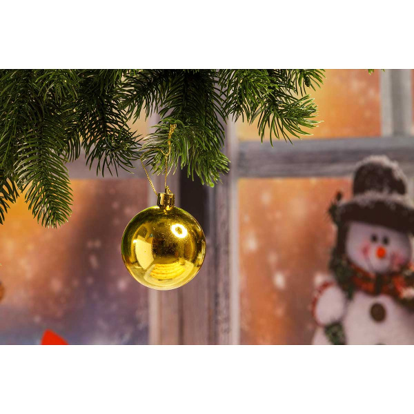 Шар Т173-2 6шт 6см (глянцевые) золото  (120/140)