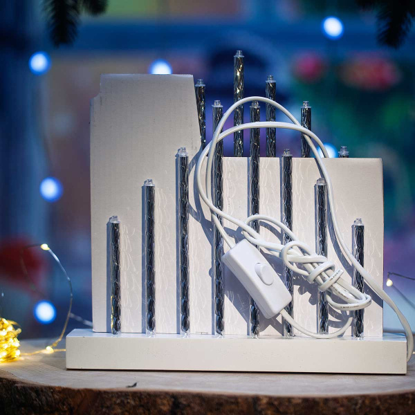 Гирлянда интерьерная "Свечи на подставке" 60-84-4 26см 17свечей (теп)