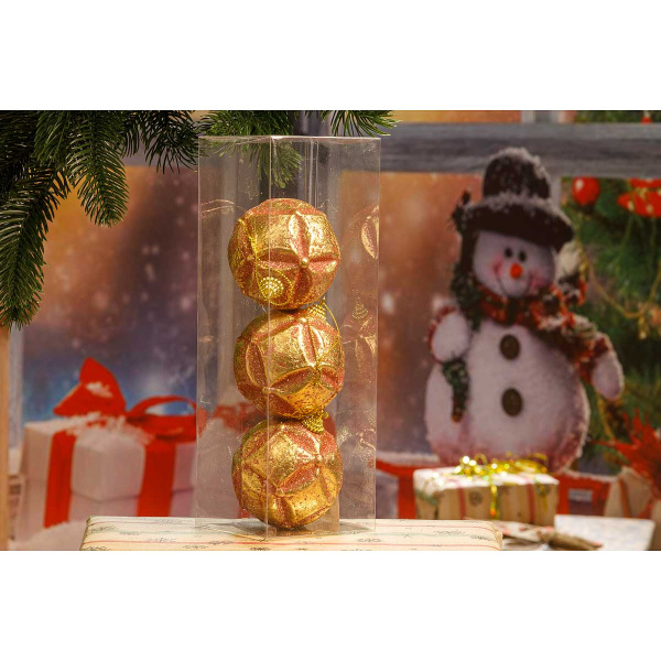 Шар А9-51099РК8 3шт 6см "РОМБ"Аметист  с золотыми разводами(96)