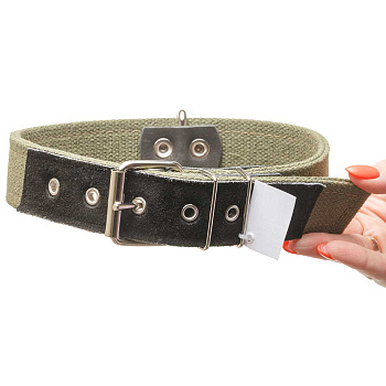 Ошейник брезент ширина 35 мм, двойной 65 см с вынесенным кольцом усиленный