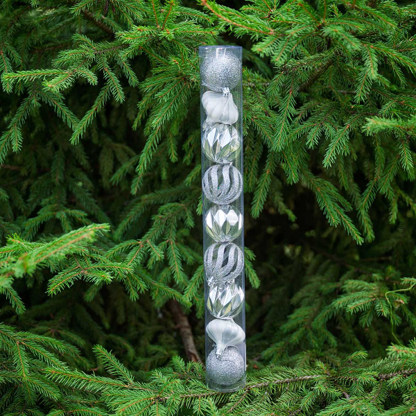 Набор елочных украшений 6ADZCKE9-J5-1 6 см 9 шт Шары Серебро