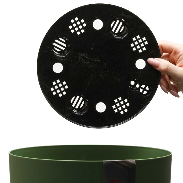 Горшок ВИЕННА D250мм 9л кругл со встав оливковый 