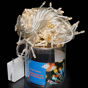 Гирлянда LED L-8-1 400л прозр.провод ТЕПЛ.БЕЛЫЙх40