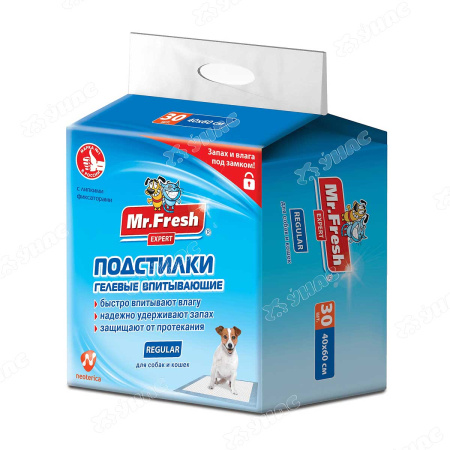 МистерФрэш ЭКСПЕРТ Подстилки гелевые впитывающие для собак и кошек Regular 40*60 30 шт. F501 x6/8