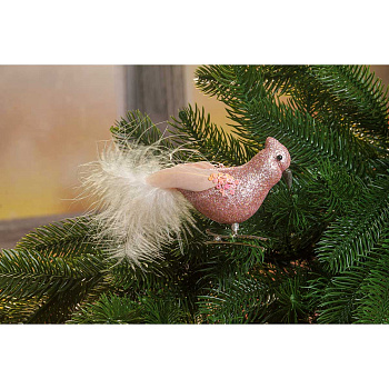 Шар Птичка на прищепке розовая 18см