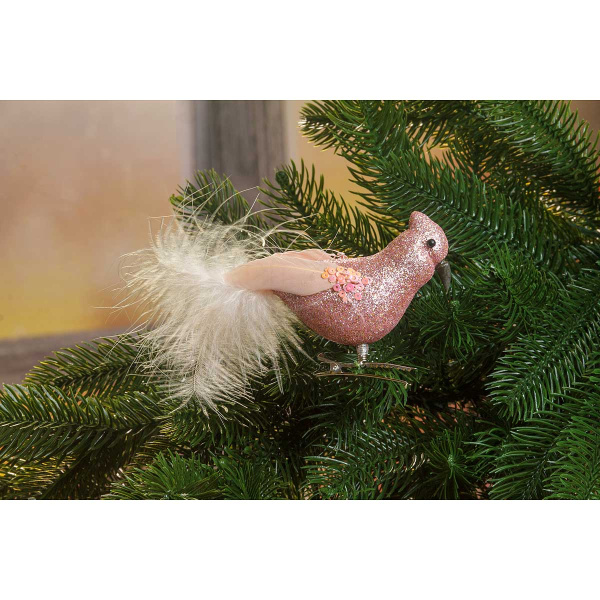 Шар Птичка на прищепке розовая 18см