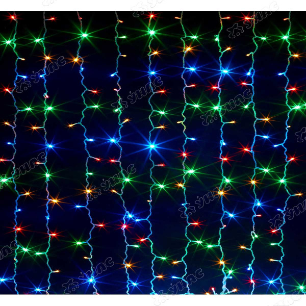 Гирлянда штора LED LС/5 320 лампочек, прозрачный провод 3*3 м цветнойая