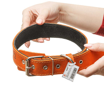 Ошейник кожа+кожаный подклад тиснение ширина 35 мм длина 65 см