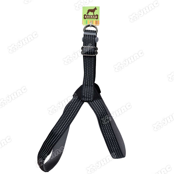 Шлейка нейлон "Премиум" светоотражающая с неопреновой подкладкой 30ммх72-80x78/90см ЧЕРНАЯ 01230051-07