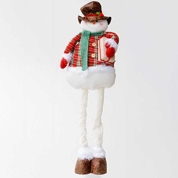 Фигура новогодняя AKK002B Снеговик 80-120см с телескопическими ногами, красно-зеленый