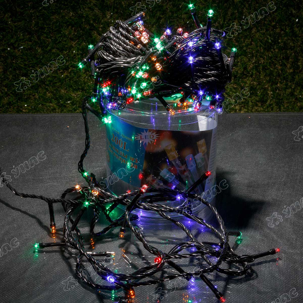 Гирлянда светодиодная  ЦВЕТНАЯ/11 метров, 140л,черный провод/