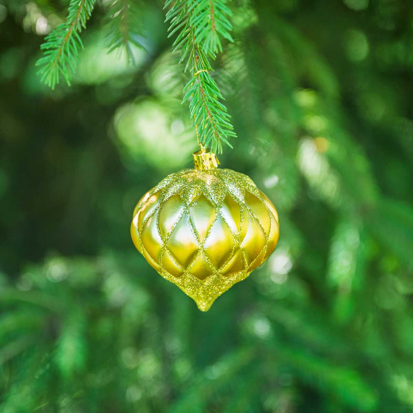 Шар 8BDC3-G20-2 3шт 8см "Фонарик" золото с блестками (128)