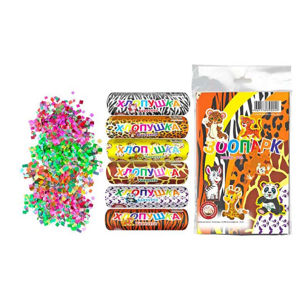 Хлопушка 100мм НАБОР 6шт. зоопарк (84)