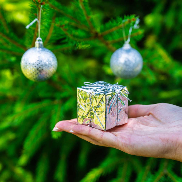 Набор елочных украшений JT25-AL099 4см 12шт Шары серебро(3шт подарок 4,5см серебро, 3шт шар 4см блестящий, 3шт шар 4см рельеф цветочки, 3шт шар 4см ажур)(144)