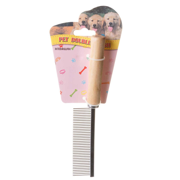 Расческа для животных 20 см метал с деревянной ручкой NA2379