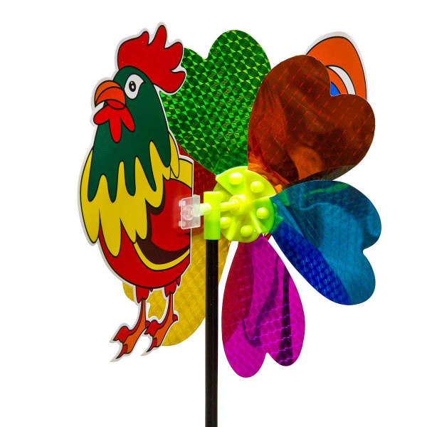Ветряк D-22см Петушок цветные лепестки NA2671