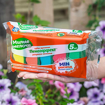 Губка для посуды Милые мелочи Пенноэффект 5 шт х36
