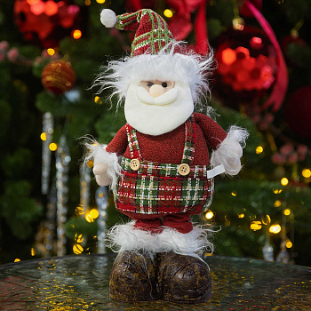 Фигура новогодняя AKK014A Дед Мороз 30-40см телескопические ноги, белый с красным