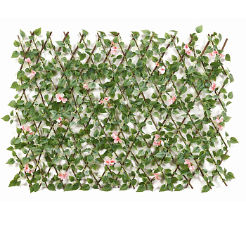 Раздвижная изгородь NA2658 маленький лист розовые цветы120*250см (30)